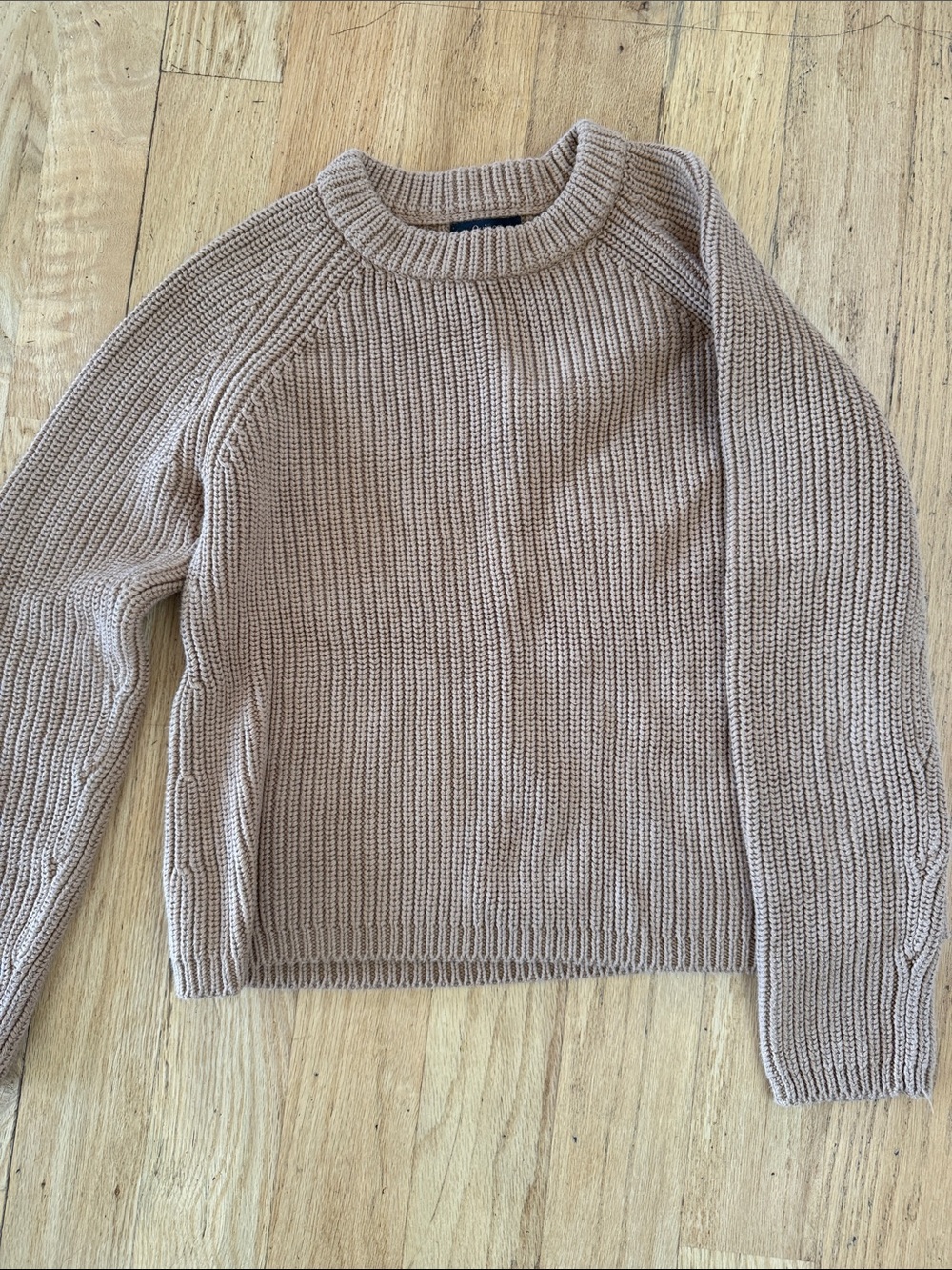 Quince 100% cotton Rib-Knit Crewneck Sweater in khaki
